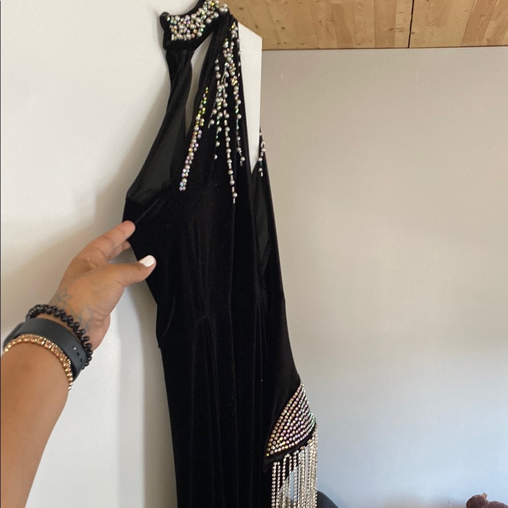 Fashion Nova Black One Shoulder Dress with Embellishments